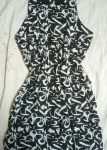 Monochrome Abstract Print Dress