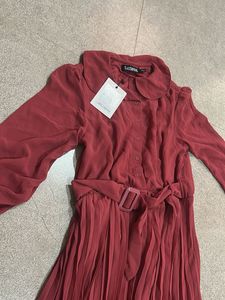 Sassafras Rose Pink Pleated Midi Dress