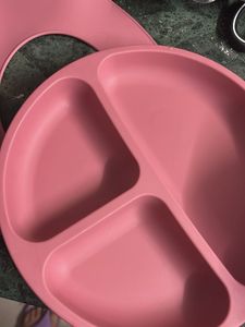 Pink Silicone Toddler Plate and BIB