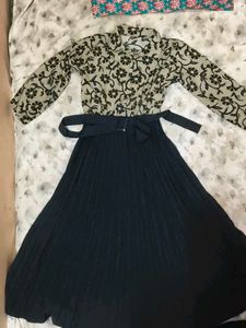 Floral Print Kurta Set with Pleated Skirt