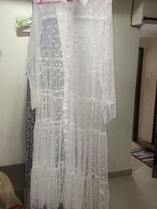 Sheer White Polka Dot Maxi Dress