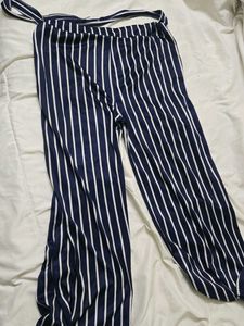 Navy &amp; White Striped Palazzo Pants