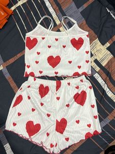 Cute Heart Print Pajama Set