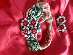 Clay Jewellery Neckpiece And Earring Set