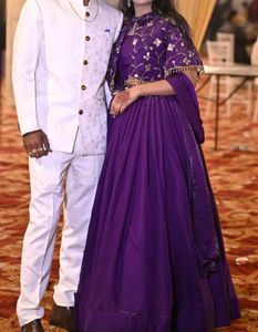 Elegant Purple Embroidered Ethnic Gown