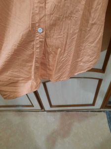 Peach Oversized Button-Up Shirt