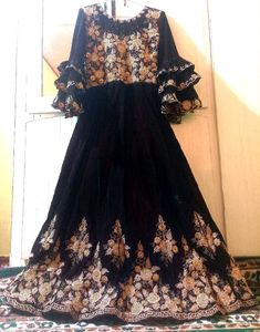 Exquisite Royal Velvet Embroidered Gown