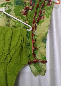 Green Floral Kurta Set