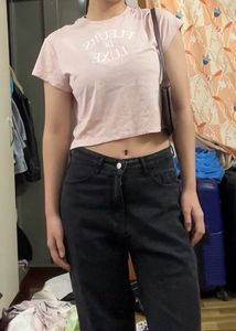 H&M Pink Cropped Graphic Tee