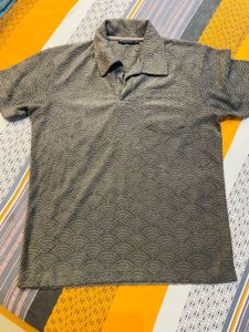Snitch brand Men's Grey Patterned Short Sleeve Pol