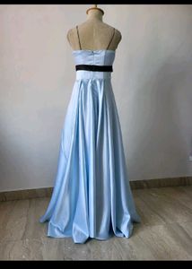 Elegant Blue Satin Party Gown