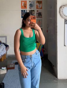 Vibrant Green Crop Tank Top