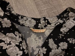 Black Floral Print Button-Up Shirt