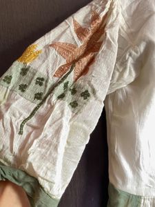 Boho Embroidered Floral Dress – Free Size