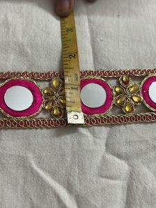 Embellished Lace Pink border
