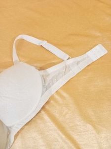 White Padded Bra with Lace Detail