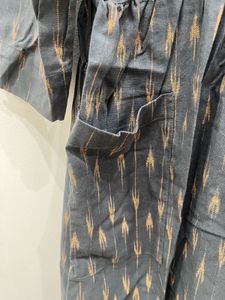 Elegant Grey Ikat Print Kurta - New