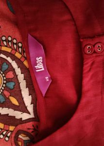 Libas Round Neck Pleated Straight Kurta with Trous