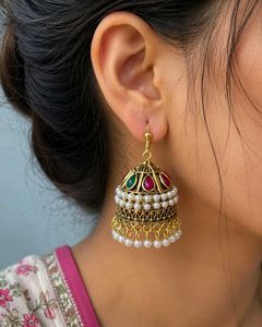 Exquisite Jhumka Earrings with Pearls