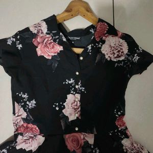 Floral Print Black Dress🌸