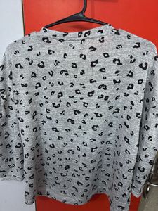 Leopard Print Button Detail Top