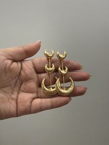 Unique Moon Shaped Gold Earrings
