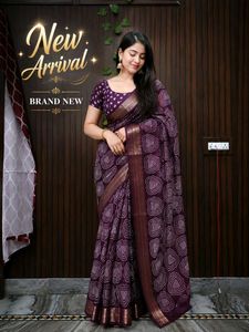 Elegant Purple Saree with Blouse