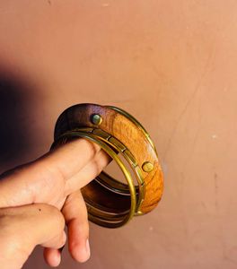 Boho Wooden &amp; Brass Bangles Set