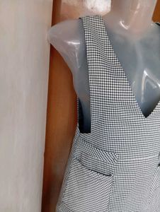 Plaid V-Neck Pinafore Dress