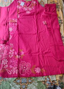 Vibrant Pink Floral Embroidered Kurta Set