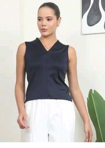 Shein Sleeveless Navy V-Neck Top