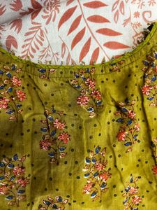 FabIndia Green Floral Print Cotton Kurta