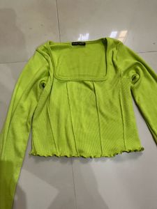Lime Green Lettuce Trim Crop Top