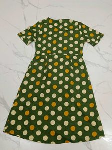 Green Polka Dot Button-Up Dress