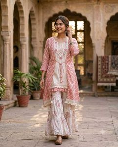 3piece Kurta Set with Sharara & Jac