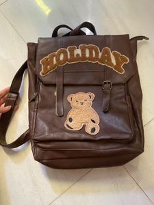 Pure Leather Imported Brown Backpack