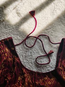 Maroon Brocade Blouse with Gold Motif