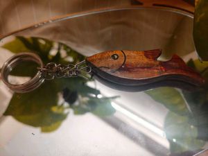 Unique Wooden Glossy Fish Keychain