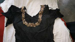 Elegant Black Anarkali Kurta with Golden Embroider