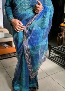 Handwork Zari embroidered Net Sari