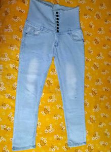 High-Waisted Light Wash Denim Jeans