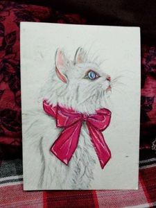 Cat Painting with Bow