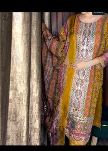 Stylish Yellow Printed Kurta Set