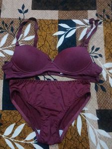 Maroon Bra and Panty Set