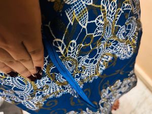 Blue Ethnic Skirt with Intricate Pattern
