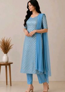 Blue Kurta Set with Dupatta