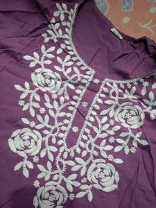 Embroidered Purple Kurta