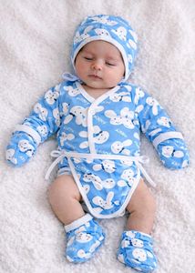 Cute Baby Sleepsuit Set with Hat & Mittens
