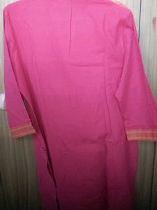 Vibrant Pink Kurta with Orange Accents