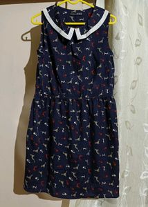 Sale!! Cute Cat Print Collar Sleeveless Dres